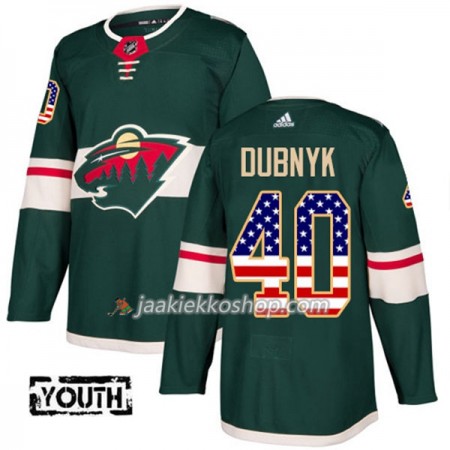 Lapsille NHL Minnesota Wild Pelipaita Devan Dubnyk 40 Adidas 2017-2018 Vihreä USA Flag Fashion Authentic